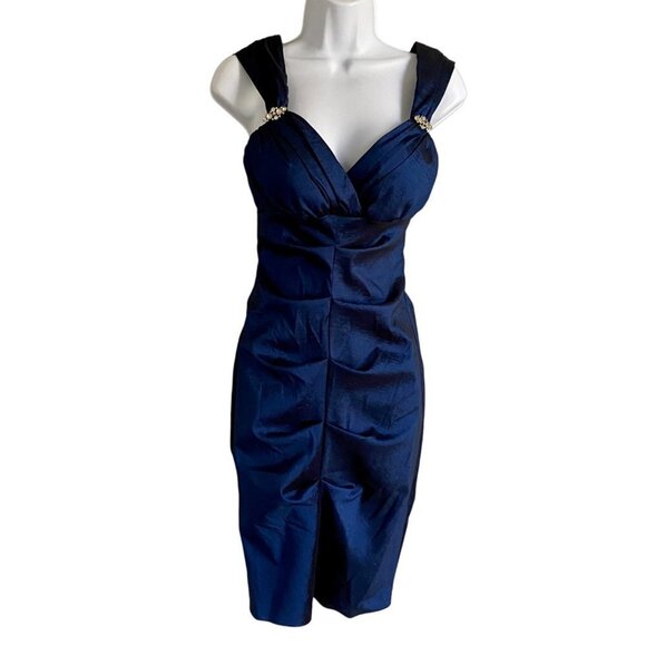 Dress Barn Collection Embellished Navy Evening Party Dress Size 6 - Picture 1 of 12